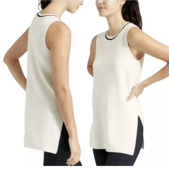 Athleta Tops - Athleta Women's On The Town Ribbed White Sleeveless Sweater Vest Tunic Size M